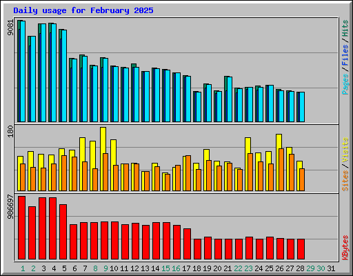 Daily usage for February 2025