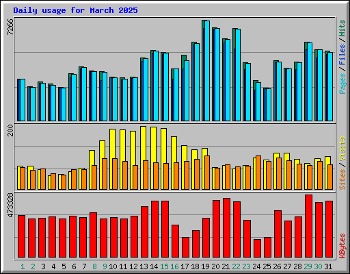 Daily usage for March 2025